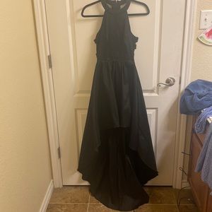Cute black high-low dress perfect for a school event or homecoming!